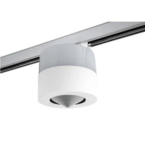 Sonorizzazione negozio con NewTec CONO canto SMART bianco su binario luce wireless 1,9 GHz