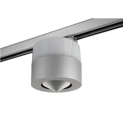 Sonorizzazione negozio con NewTec CONO canto SMART grigio su binario luce wireless 1,9 GHz