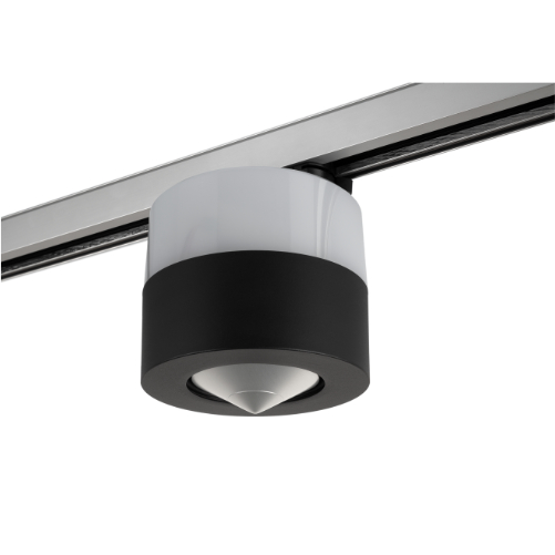 Diffusore NewTec CONO canto SMART nero su binario luce trifase per impianto audio 360° negozio