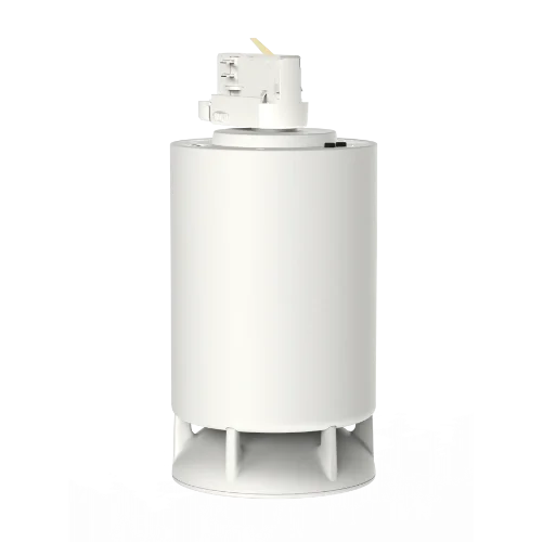 Diffusore Spottune Omni Track bianco su binario luce trifase per impianto audio negozio 360°
