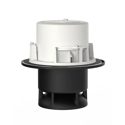 Spottune Omni Recessed speaker in black, discreet in-ceiling wireless audio solution